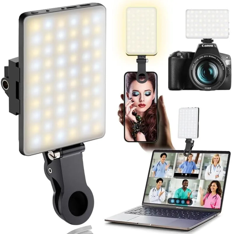 LED Portable Clip-on Selfie Light; Video Conference Lighting