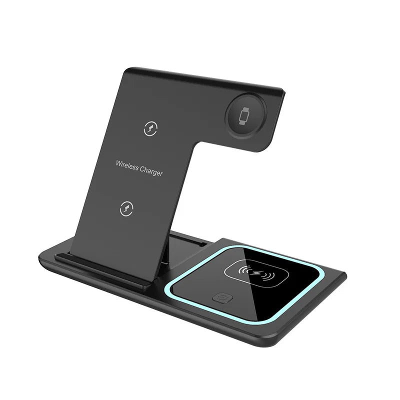 3 in 1 LED Fast Wireless Charger Stand Foldable Charging Station