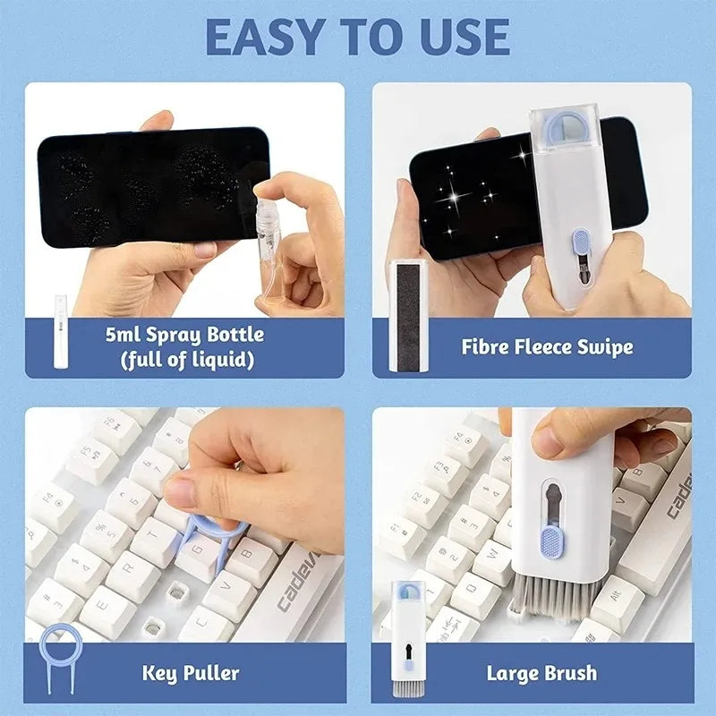 Keyboard Cleaner Brush Kit 8 in 1 Phone Screen Dust Brush Earphone Cleaning Pen Key Puller Cleaning Tools