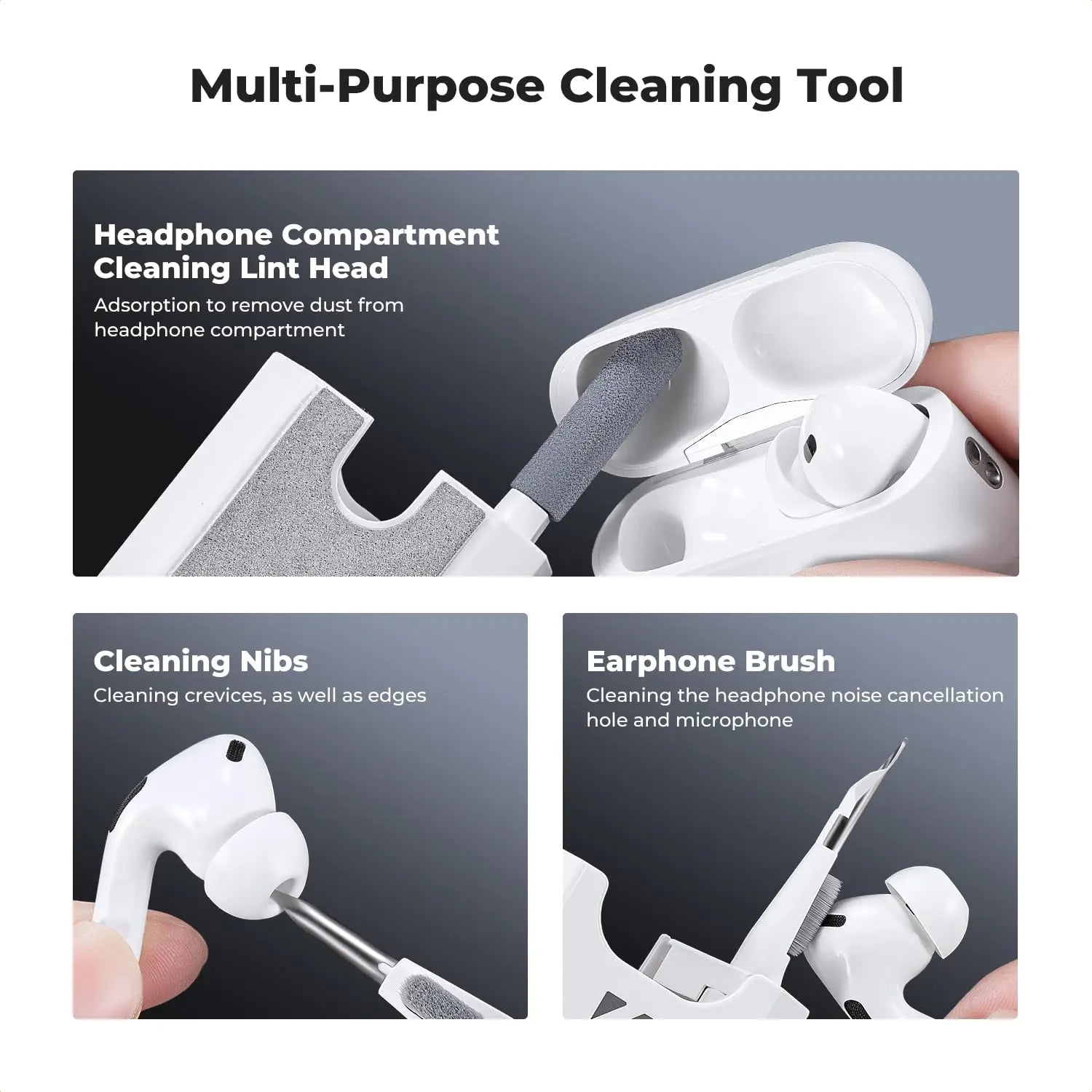 Keyboard Cleaner Brush Kit 8 in 1 Phone Screen Dust Brush Earphone Cleaning Pen Key Puller Cleaning Tools