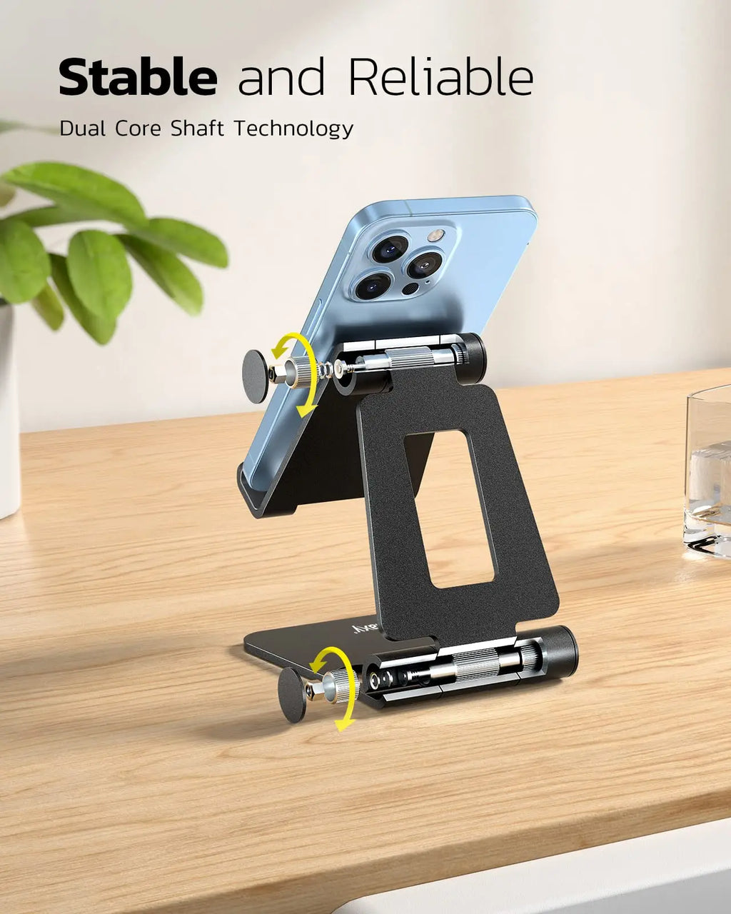 Dual Folding Cell Phone Stand, Adjustable Foldable Holder