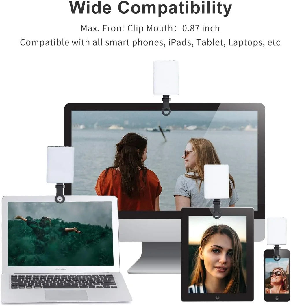 LED Portable Clip-on Selfie Light; Video Conference Lighting