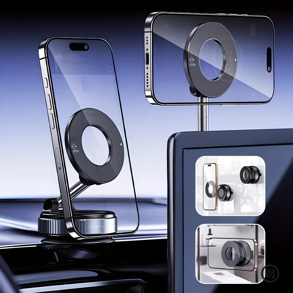 Strong Magnetic Phone Holder Foldable Design 360° Adjustable Vacuum Mount