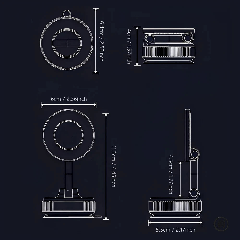 Strong Magnetic Phone Holder Foldable Design 360° Adjustable Vacuum Mount