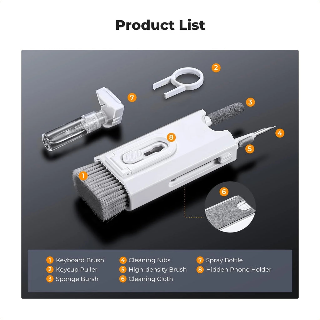 Keyboard Cleaner Brush Kit 8 in 1 Phone Screen Dust Brush Earphone Cleaning Pen Key Puller Cleaning Tools