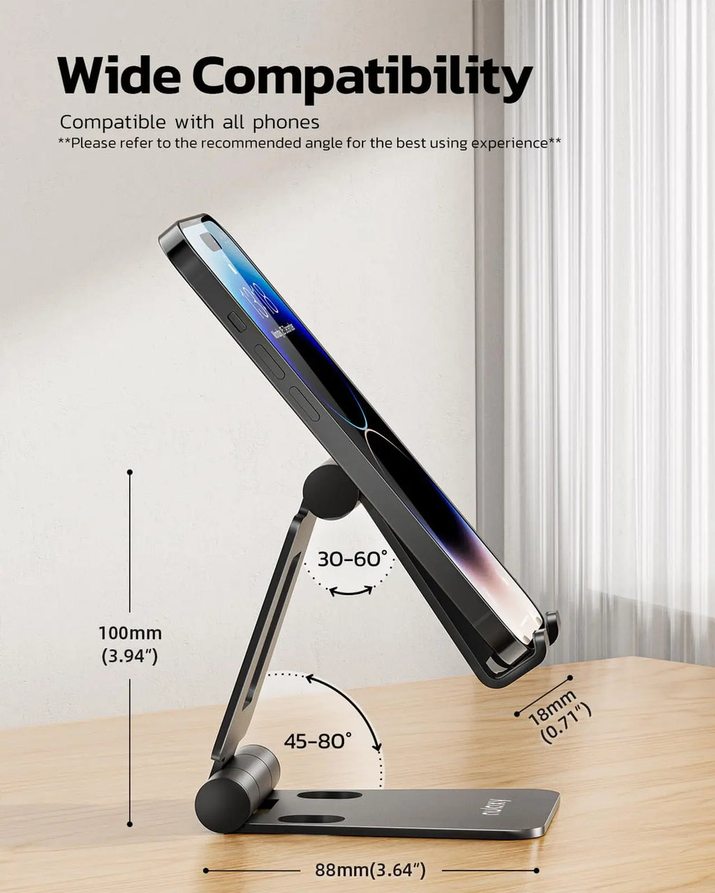 Dual Folding Cell Phone Stand, Adjustable Foldable Holder