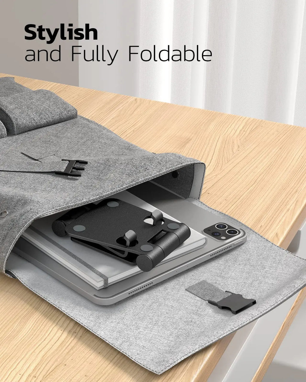 Dual Folding Cell Phone Stand, Adjustable Foldable Holder
